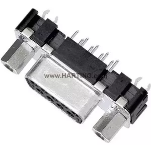 D-Sub connector Harting 09 66 251 6512, 15-pin solder, 180° orientation