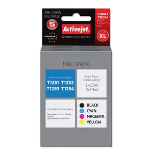 Compatible ink cartridge multipack ActiveJet AEB-1285N — 4 pcs (Black 15 ml, Cyan/Magenta/Yellow 13 ml) for Epson T1281–T1284