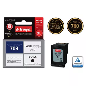 Ink cartridge ActiveJet AH-703BR compatible with HP 703 CD887AE, black, High (XL) 20 ml, pigment-based