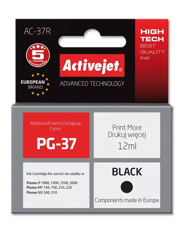 ActiveJet AC-37R tintes kasešu saderīgs Canon PG-37 Photo 2