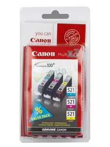 Canon CLI-521 CMY Ink Cartridge, 3-Pack, Cyan, Magenta, Yellow