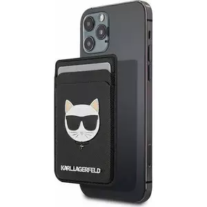 Картхолдер для iPhone с MagSafe, Karl Lagerfeld KLWMSCHSFBK — эффект сафьяно, декор Choupette, чёрный