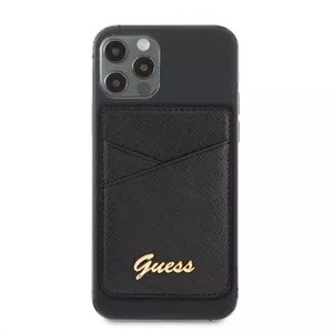 Smartphone wallet case GUESS GUWMSSASLBK MagSafe Saffiano black with card slot