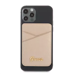 Wallet GUESS GUWMSSASLGOMagSafe Saffiano gold — phone wallet with MagSafe compatibility, Saffiano leather-effect finish