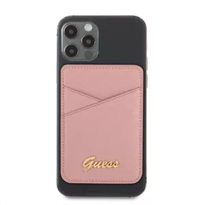 Wallet Card Slot GUESS GUWMSSASLPIMagSafe Saffiano pink – phone card wallet with MagSafe compatibility