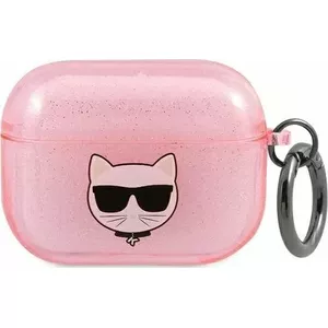 Aizsargvāciņš Karl Lagerfeld Glitter Choupette priekš AirPods 3 — rozā