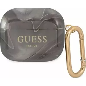Aizsargmaciņš GUESS priekš AirPods 3 — Marble Collection melns, modelis GUE1406BLK