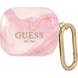 Aizsargapvalks AirPods 3 no GUESS Marble Collection — modelis GUE1407PNK, rozā