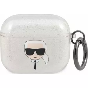 Aizsargvāciņš AirPods 3 Karl Lagerfeld KLA3UKHGS sudraba Glitter, aizsargmaciņš lādēšanas korpusam