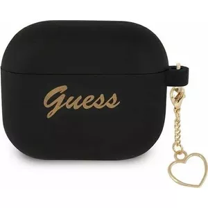 Silikona aizsargvāciņš AirPods 3 no GUESS — melns, Charm Heart kolekcija