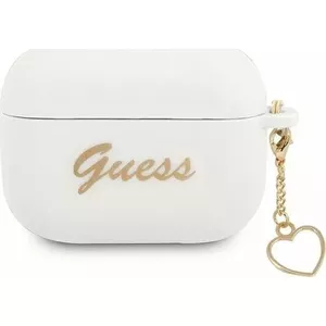 Silikona aizsargvāciņš Apple AirPods Pro no GUESS GUE1613WHT — Heart Collection, balts