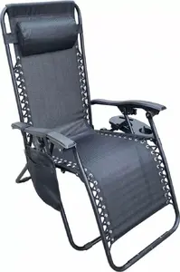 Saska Garden saliekams gravitācijas dārza atpūtas krēsls 175x52/65x110 cm melns