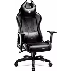 Diablo X-Horn Gaming Chair Office Desk 3D Armrests Ergonomic Design Neck/Lumbar Cushion Faux Leather Tilting Mechanism (black-black, L)