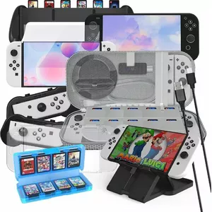Aksesuāru komplekts JYS 10‑1 priekš Nintendo Switch OLED — aizsargplēve, rokturi, kabeļi