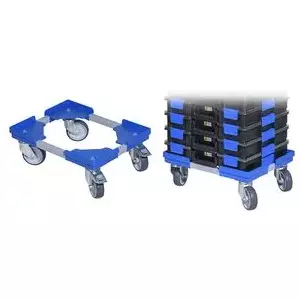 Transport roller allit EuroPlus K450 with metal frame, ABS corners, 4 swivel wheels