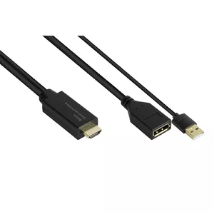 Alcasa HDMI-AD22 video kabeļa adapters 0.3 m HDMI Type A DisplayPort Melns