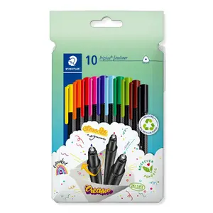 Линер Staedtler 334 C10, супертонкий наконечник 0,3 мм, 10 цветов (чёрный, синий, коричневый, зелёный, светло‑синий, светло‑зелёный, оранжевый, розовый, красный, жёлтый)