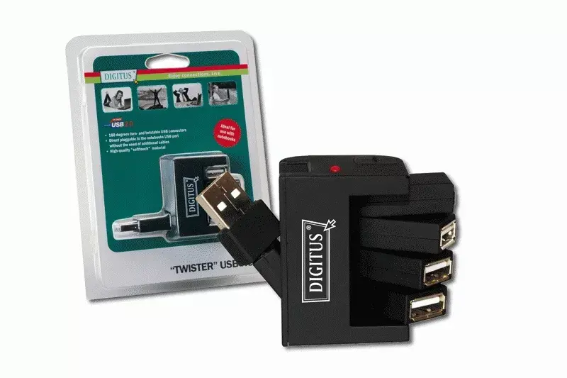 USB 2.0 4-portu pagriežams HUB DIGITUS DA70220 Photo 2