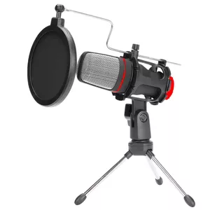 Studijas mikrofons Marvo MIC-02 — vads 3,5 mm, 50–16000 Hz, jutība -38 dB, kabelis 1,5 m, 2200 Ω, melns/ sudraba