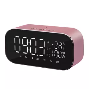 Clock Radio AKAI ABTS-S2GD — Digital FM, 6W RMS, Bluetooth 10m, 1800mAh, Pink