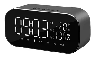 Pulksteņa radio AKAI ABTS-S2BK — digitālais FM uztvērējs, Bluetooth, 6 W RMS, 1800 mAh Li‑Ion, melns