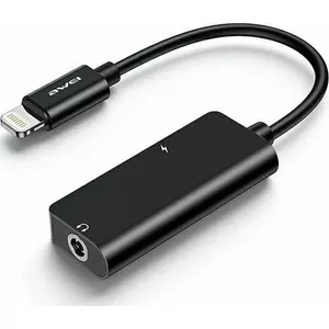 Adapter USB Awei CL-121 Lightning - Jack 3.5mm + Lightning Czarny  (AWEI083BLK)