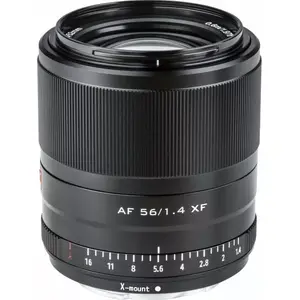 Viltrox AF 56mm f/1.4 XF-Red autofokusa objektīvs Fujifilm X — 56 mm, f/1.4, tuvākais fokusēšanās 0.6 m, min diafragma f/9, 290 g, sarkans