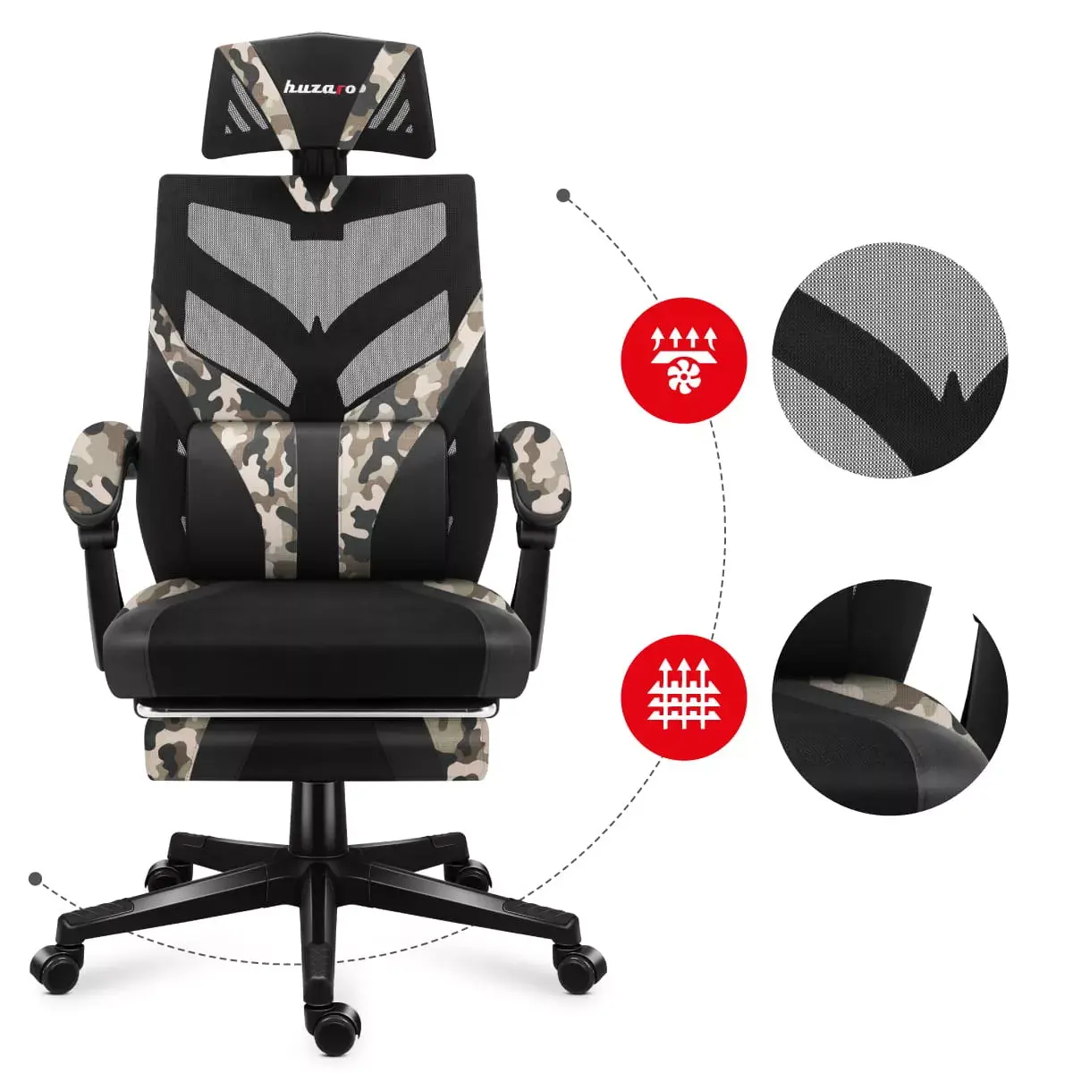 Spēļu krēsls huzaro Combat 5.0 Mesh seat Photo 12