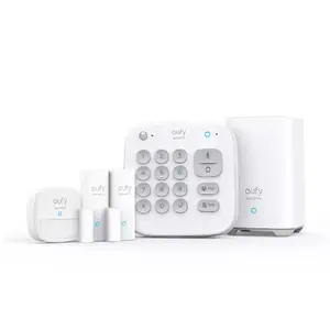 Home alarm kit Eufy 5-piece — keypad, motion sensor, 2 entry sensors, Wi‑Fi central unit, RF wireless, GSM/SMS alerts