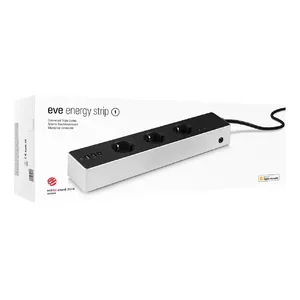 Eve Energy Strip Black White 3 AC outlets 120-230 V 1.9 m