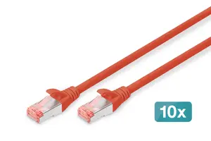 DIGITUS CAT 6 S/FTP tīkla kabelis 3 m Sarkans 10 gabali RJ-45 vīrietis pret RJ-45 vīrietis