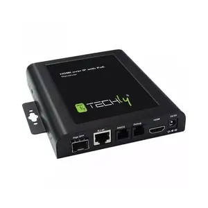 AV receiver TECHLY EXTIP-VWR — HDMI extender receiver over IP with PoE, 1920×1080, Cat5e/Cat6/Cat7/Fiber, 5V, 8W
