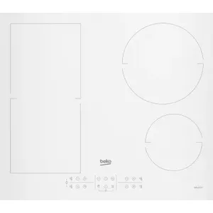 Индукционная варочная панель BEKO HII64200FMTW 60 см, 4 зоны, сенсорное управление, таймер, boost, распознавание посуды, белая