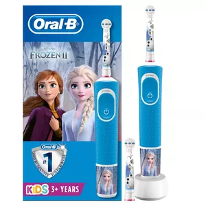 Electric kids toothbrush Oral‑B D100 Frozen — built‑in battery, sensitive mode, 2 brush heads (ages 3+), blue/pink