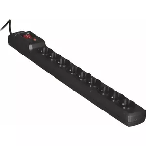 Сетевой удлинитель ActiveJet ACJ COMBO 9GN — 9 розеток Type E, кабель 1,5 м, 230 В, 10 А, чёрный