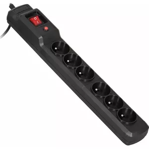 Сетевой удлинитель ActiveJet ACJCOMBO6Gn10m — 6 розеток Type E, кабель 10 м, 230 В, 10 А, чёрный