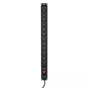Сетевой фильтр ActiveJet COMBO 12, 12 розеток Type E, кабель 5 м, 2500 Вт, чёрный