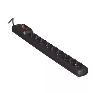Сетевой фильтр ActiveJet COMBO 9GN 3M — 9 розеток, кабель 3 м, 10 А, Type E, чёрный