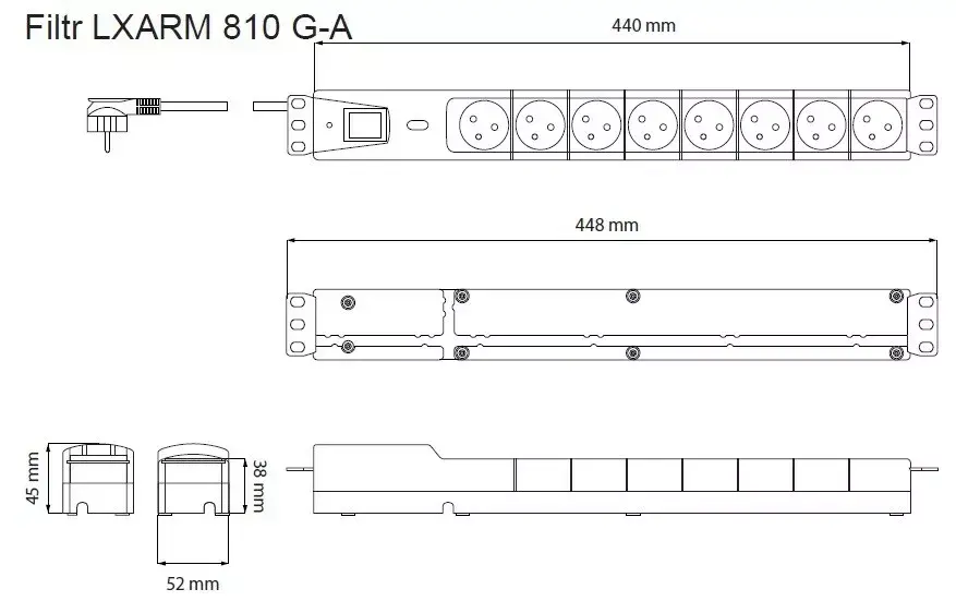 Strāvas aizsargierīce lestar LXARM 810 PDU 3L 5,0 m Photo 2