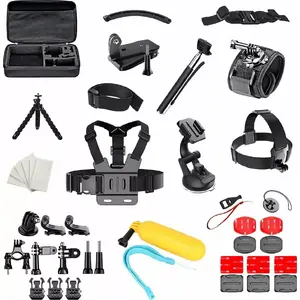Hurtel accessory kit for action cameras — 50-in-1 set for GoPro and SJCAM mounts and adapters