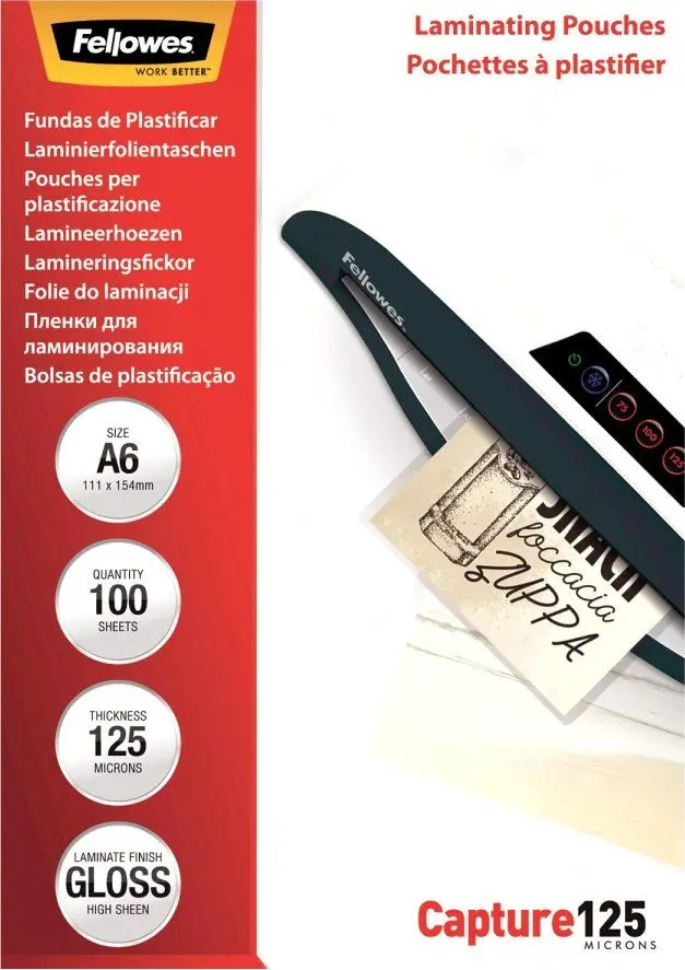 Fellowes A6 Ламинатные пакеты 125 микрон, 100 штук Photo 2