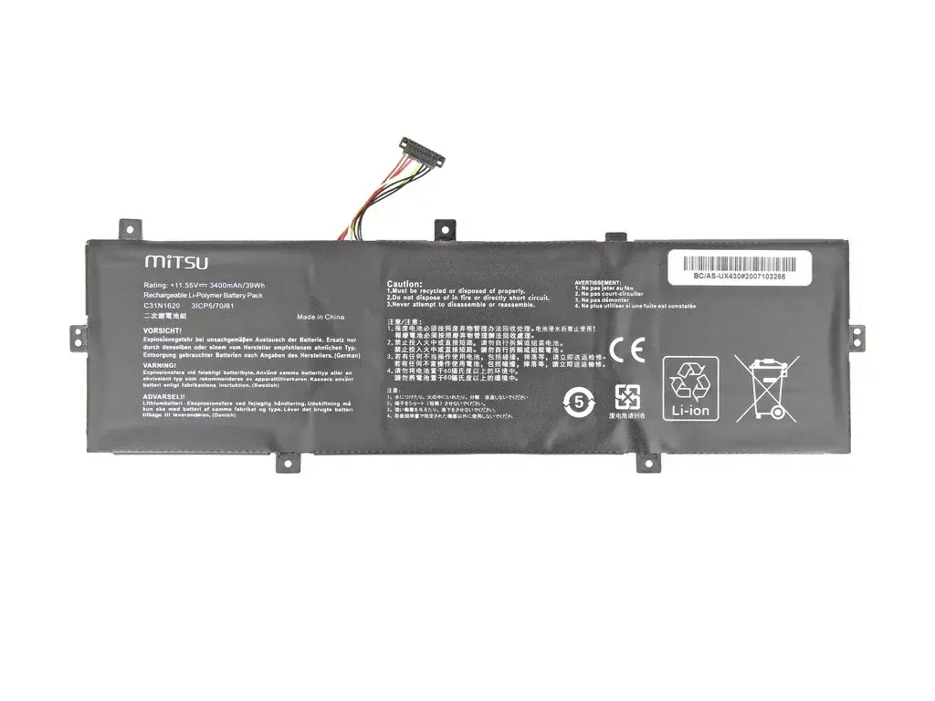 Mitsu akumulators Asus UX430 3400mAh 39Wh 11.55V Photo 3