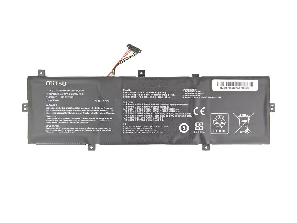 Mitsu akumulators Asus UX430 3400mAh 39Wh 11.55V Photo 4