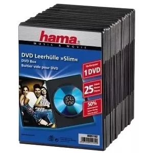 Hama DVD Slim Box 25, Black 1 diski Melns