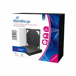 MediaRange BOX31-2 optical disc case Jewel case 2 discs Black, Transparent