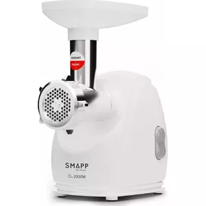 Electric household meat grinder SMAPP 489.8 — 2000 W, 3 strainers (2.7 / 8 mm), non-slip feet, grey