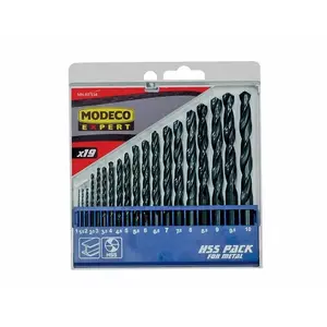 Drill bit set MODECO HSS for metal, cylindrical shank, sizes 1.5–10 mm (MN-60-934)
