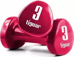 Виниловая гантель Tiguar 3 кг красная — утяжелитель для фитнеса и реабилитации