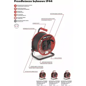 Sarullējamais pagarinātājs Acar PZ-4Z/ST 30 m H05RR-F 3G×1.5, 4 kontaktligzdas, IP44, 16 A