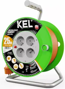KEL STANDARD LINE Cable Reel 25m H05VV-F 3x1.5mm² 4 Sockets 16A Orange